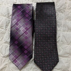 Bundle Purple color hues Patterned silk Ties Set of 2 formal career
